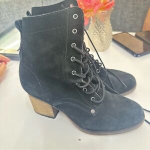 Bear paw women’s sz 7 black boots chunky heel‎ brown grunge gothic lace up shoes